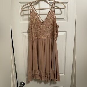 Entro Lace Dusty Pink Dress With Ruffle Detail